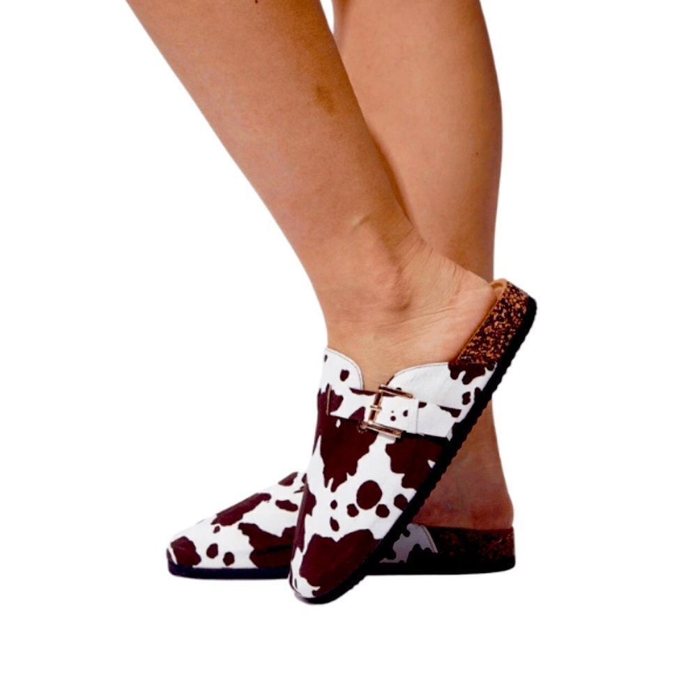 BROWN COW PRINT MULES